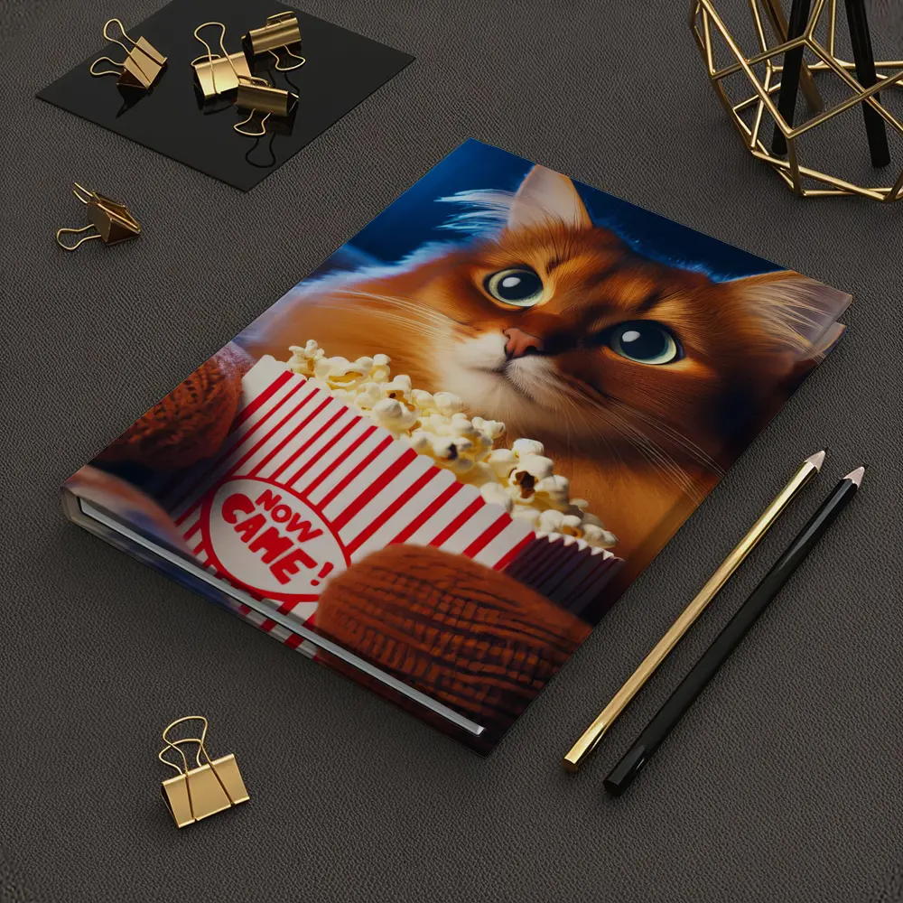 Somali Cat Watching Movie With Popcorn – Notebooks