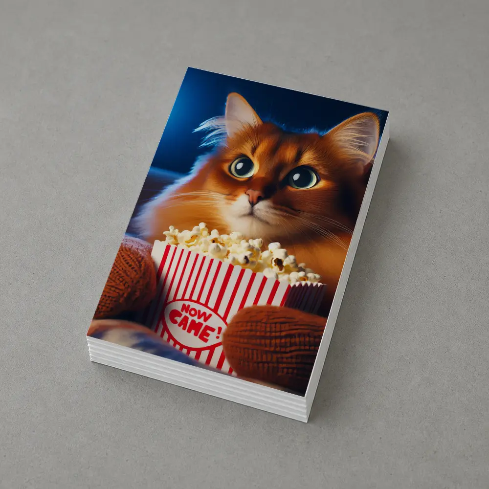 Somali Cat Watching Movie With Popcorn – Postcards