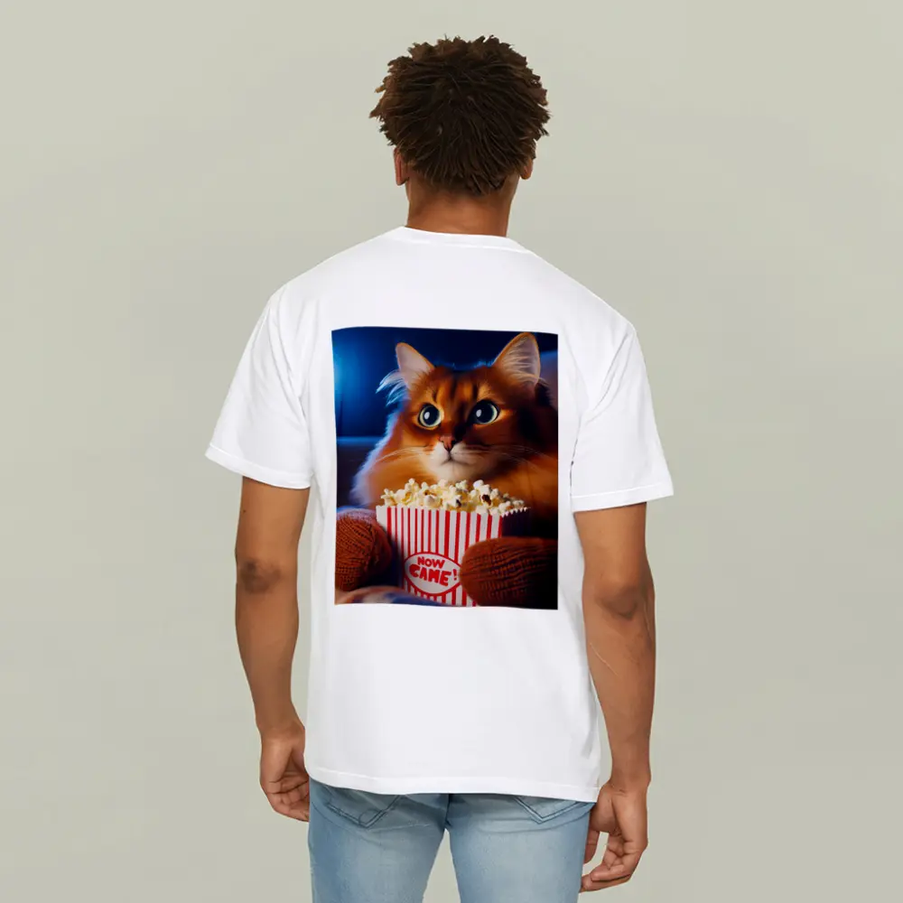 Somali Cat Watching Movie With Popcorn – T-Shirts