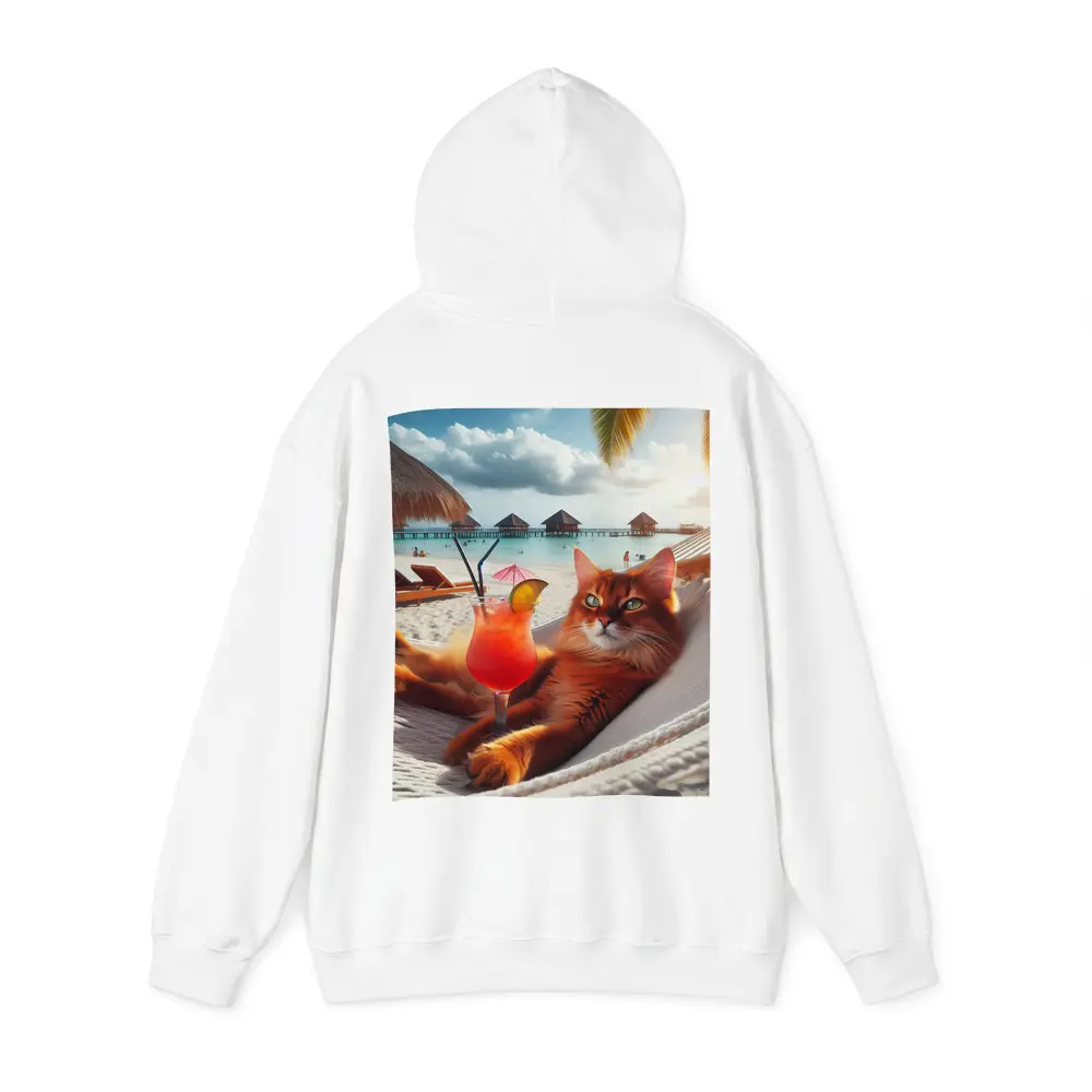 Somali Cat Relaxing on Beach Hammock – Hoodies