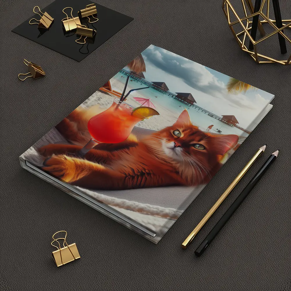 Somali Cat Relaxing on Beach Hammock – Notebooks
