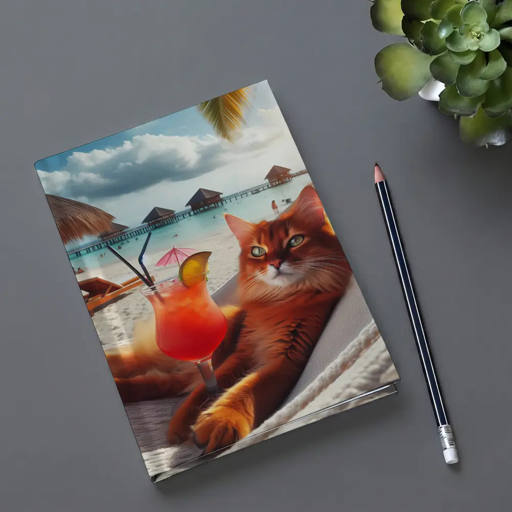 Somali Cat Relaxing on Beach Hammock – Notebooks