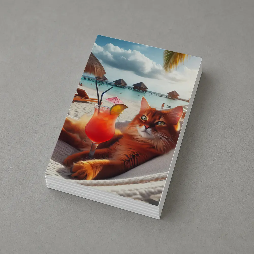 Somali Cat Relaxing on Beach Hammock – Postcards