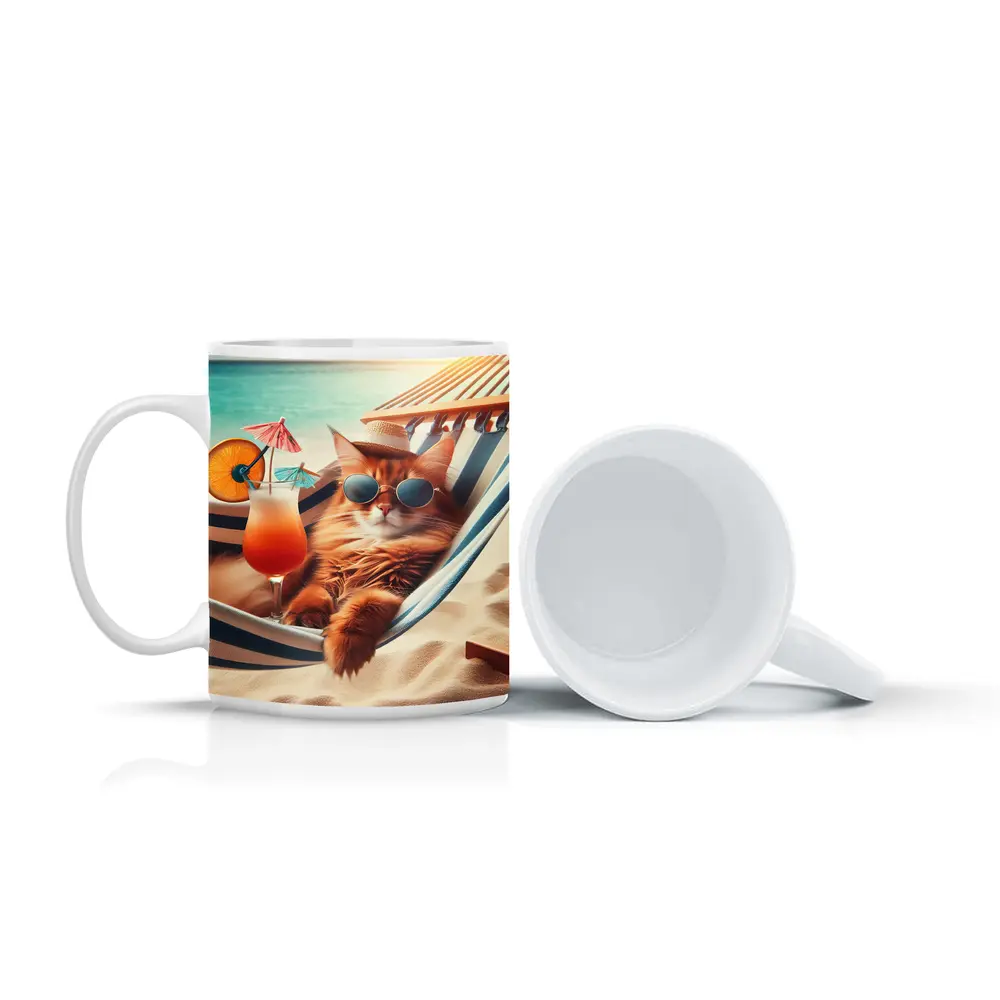 Somali Cat Relaxing Beach Hammock Summer – Mugs