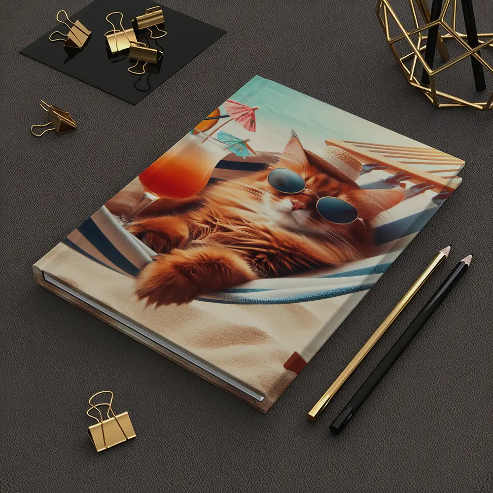 Somali Cat Relaxing Beach Hammock Summer – Notebooks