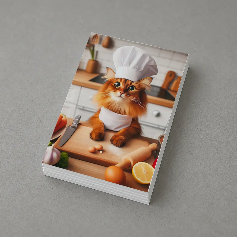 Somali Cat Chef Cooking in Kitchen – Postcards