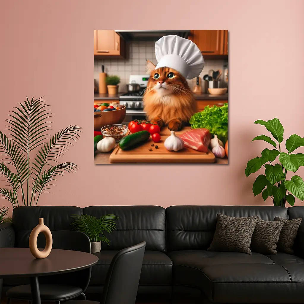 Somali Cat Chef Hat Kitchen Cooking – Wall Art
