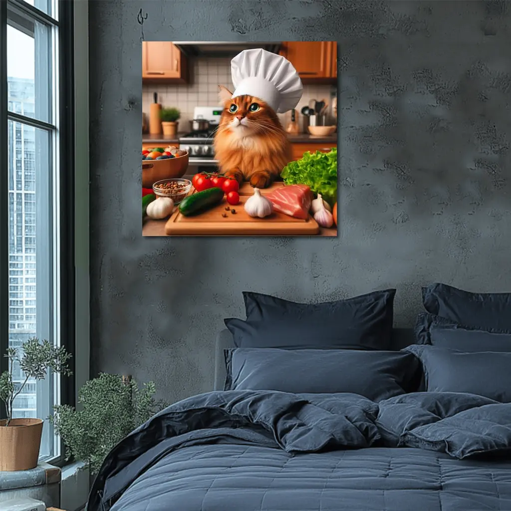 Somali Cat Chef Hat Kitchen Cooking – Wall Art