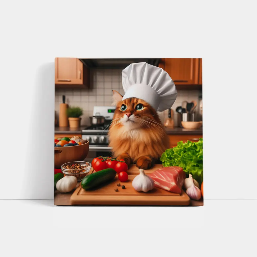 Somali Cat Chef Hat Kitchen Cooking – Wall Art