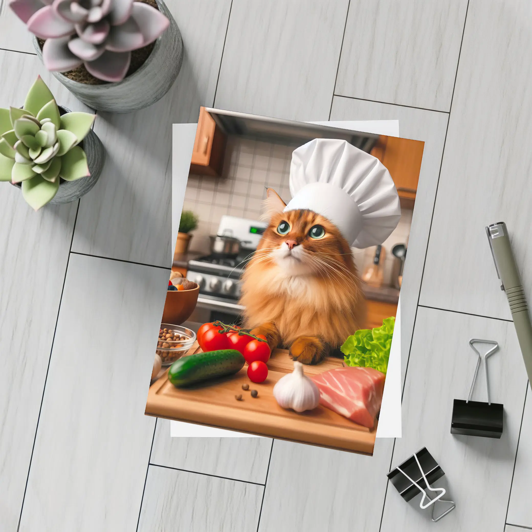 Somali Cat Chef Hat Kitchen Cooking – Postcards