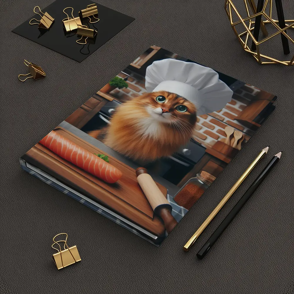 Somali Cat Chef Cooking Kitchen Scene – Notebooks