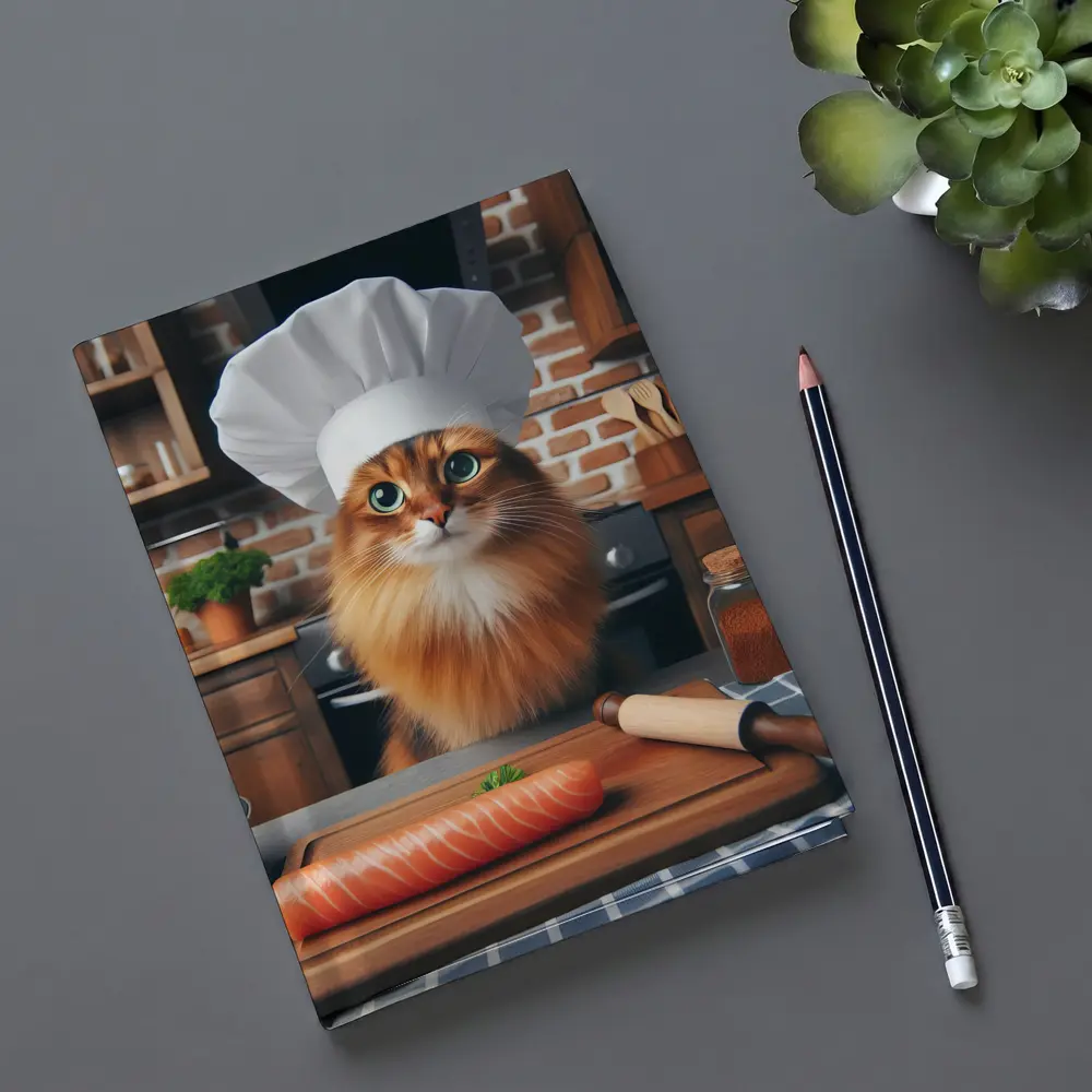Somali Cat Chef Cooking Kitchen Scene – Notebooks