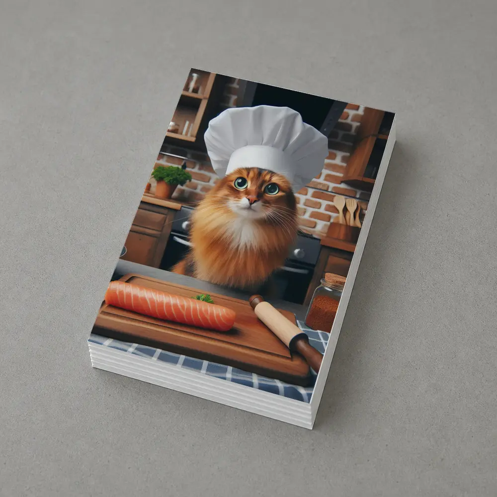 Somali Cat Chef Cooking Kitchen Scene – Postcards