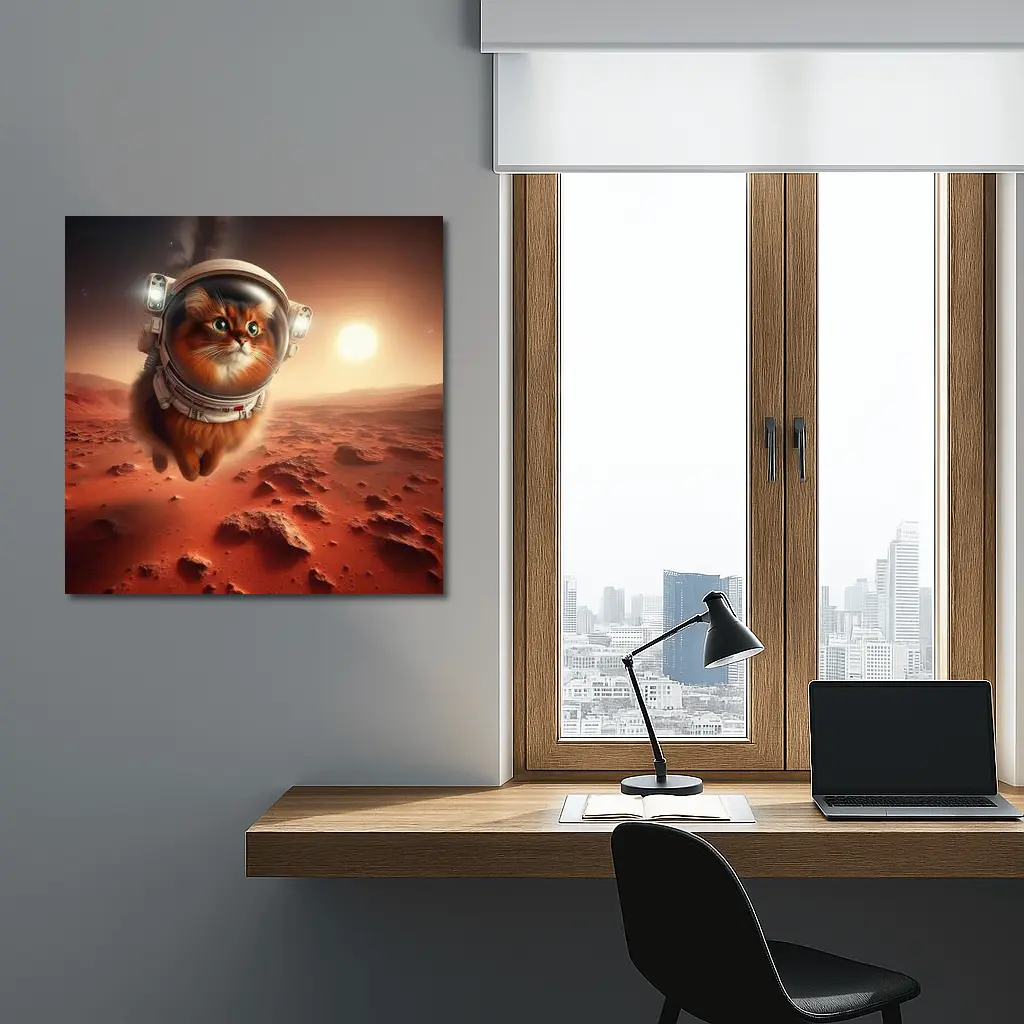 Somali Cat Astronaut Flying Over Mars – Wall Art