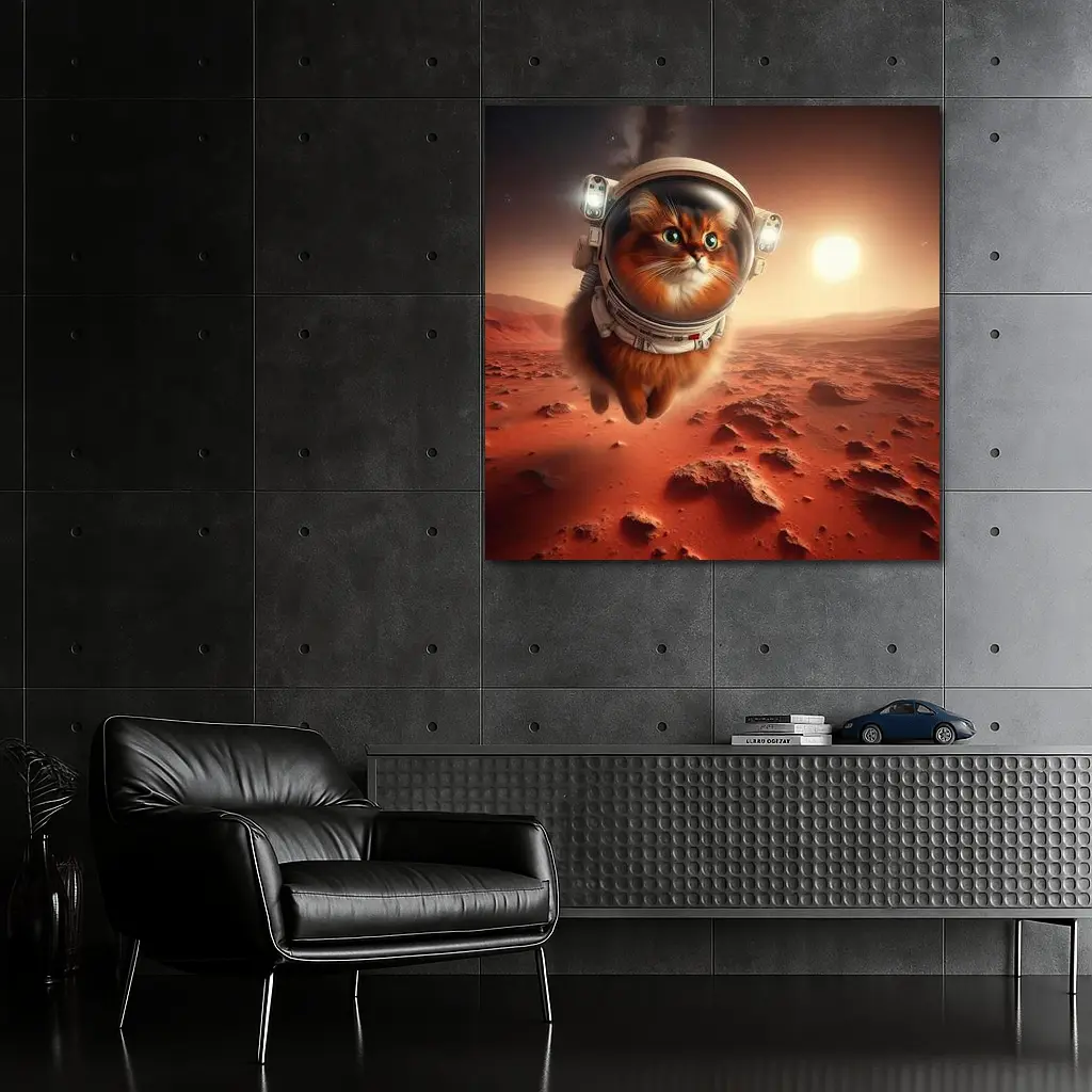 Somali Cat Astronaut Flying Over Mars – Wall Art