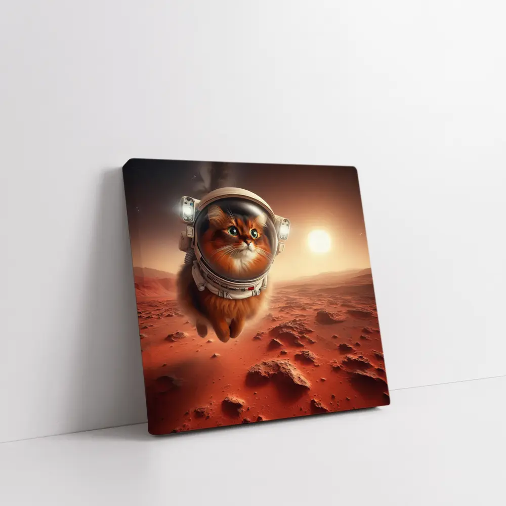 Somali Cat Astronaut Flying Over Mars – Wall Art