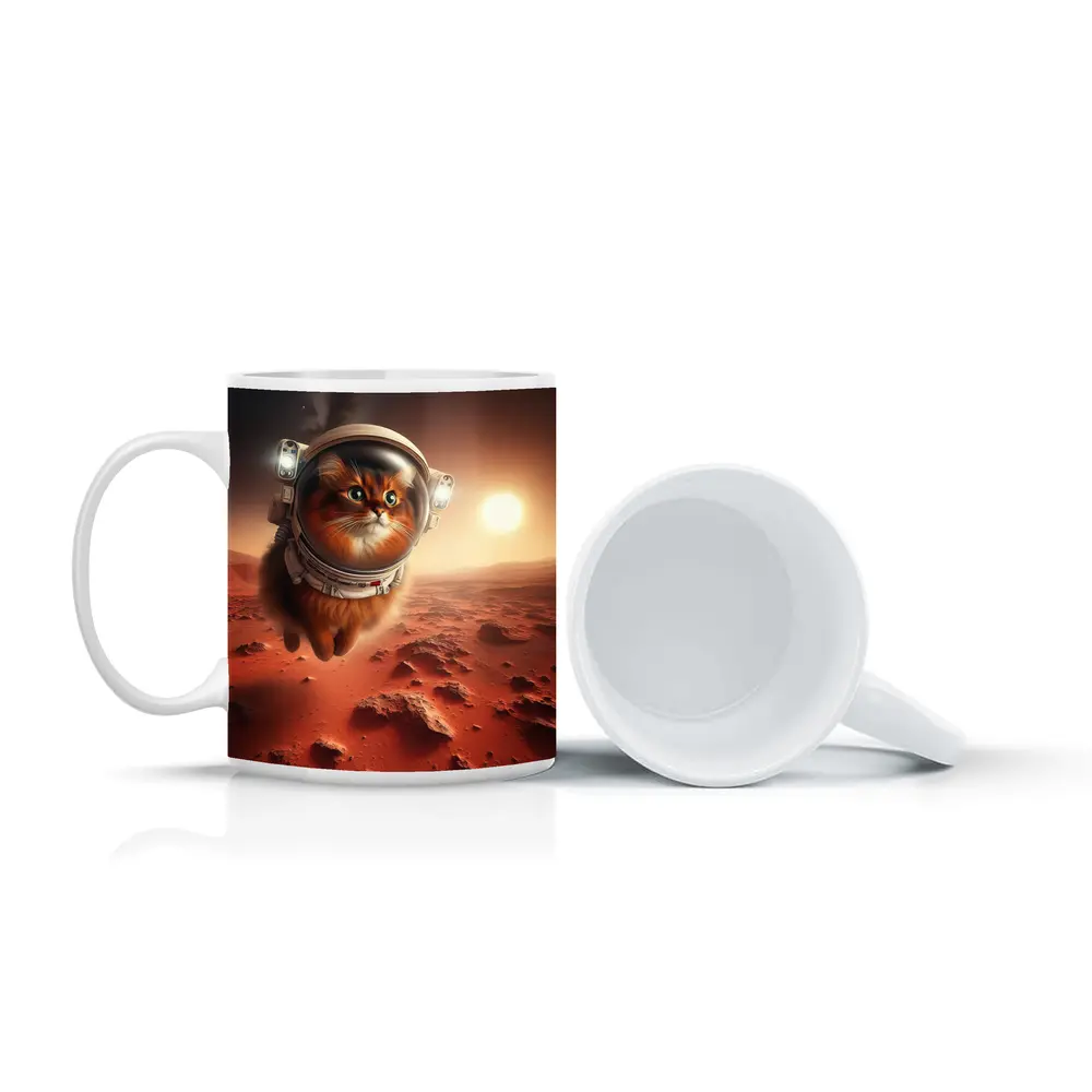 Somali Cat Astronaut Flying Over Mars – Mugs