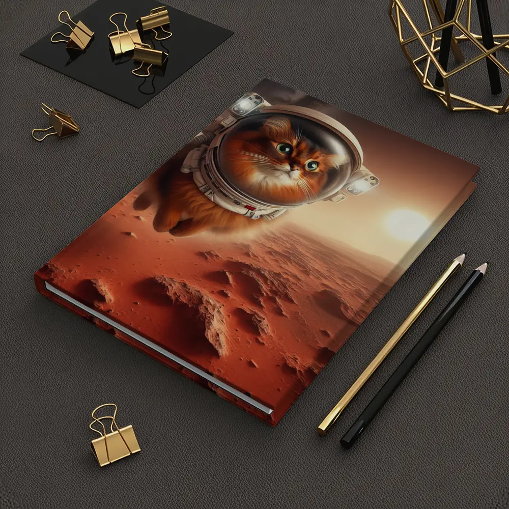 Somali Cat Astronaut Flying Over Mars – Notebooks
