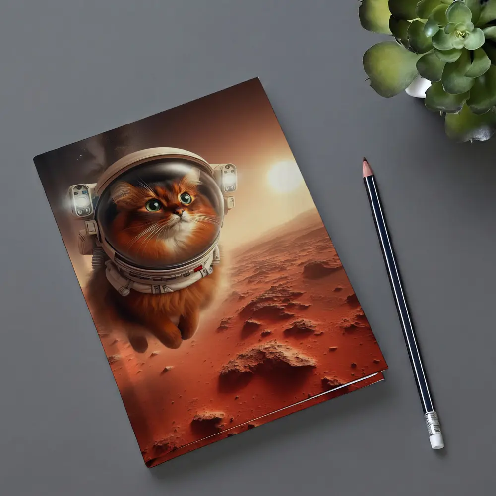 Somali Cat Astronaut Flying Over Mars – Notebooks