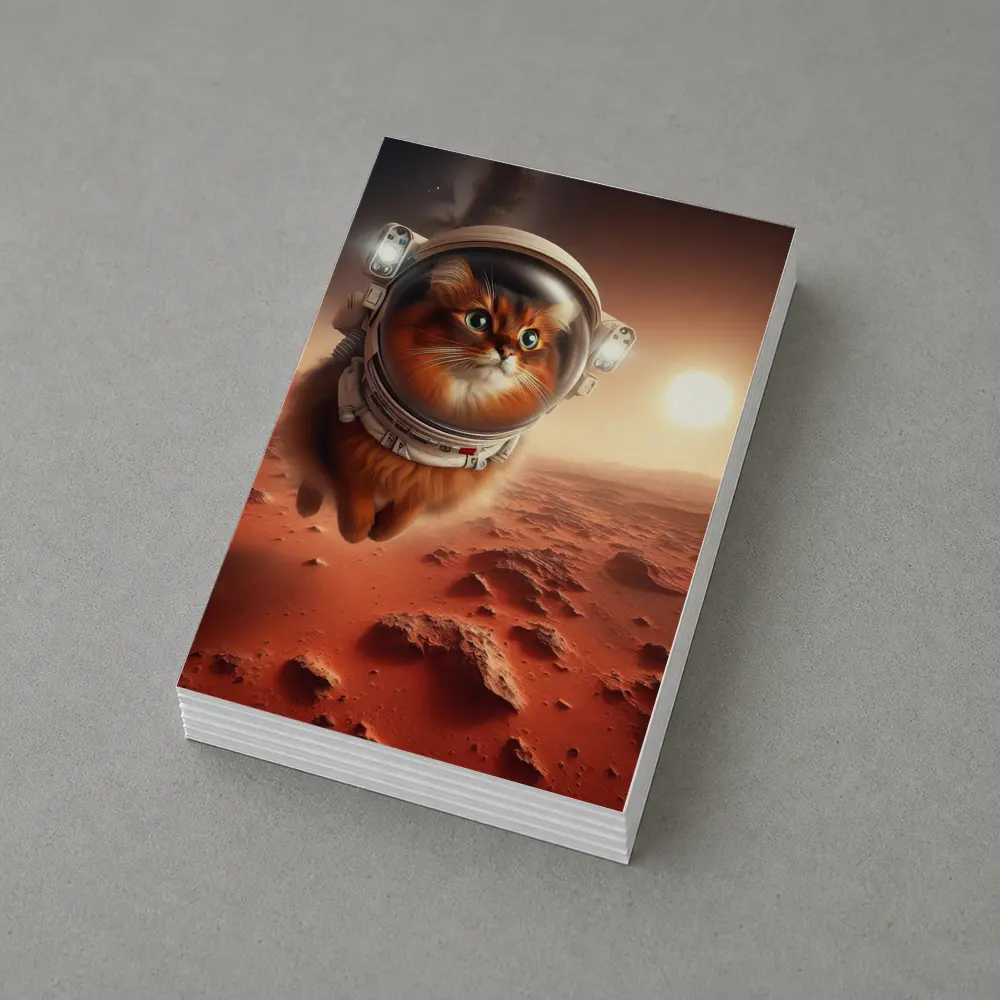 Somali Cat Astronaut Flying Over Mars – Postcards