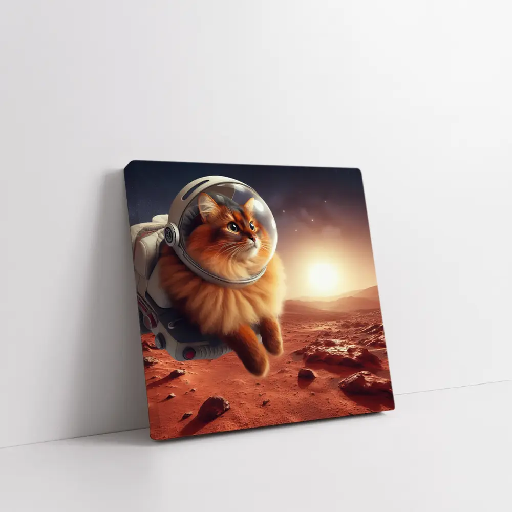 Somali Cat Astronaut Floating Over Mars – Wall Art