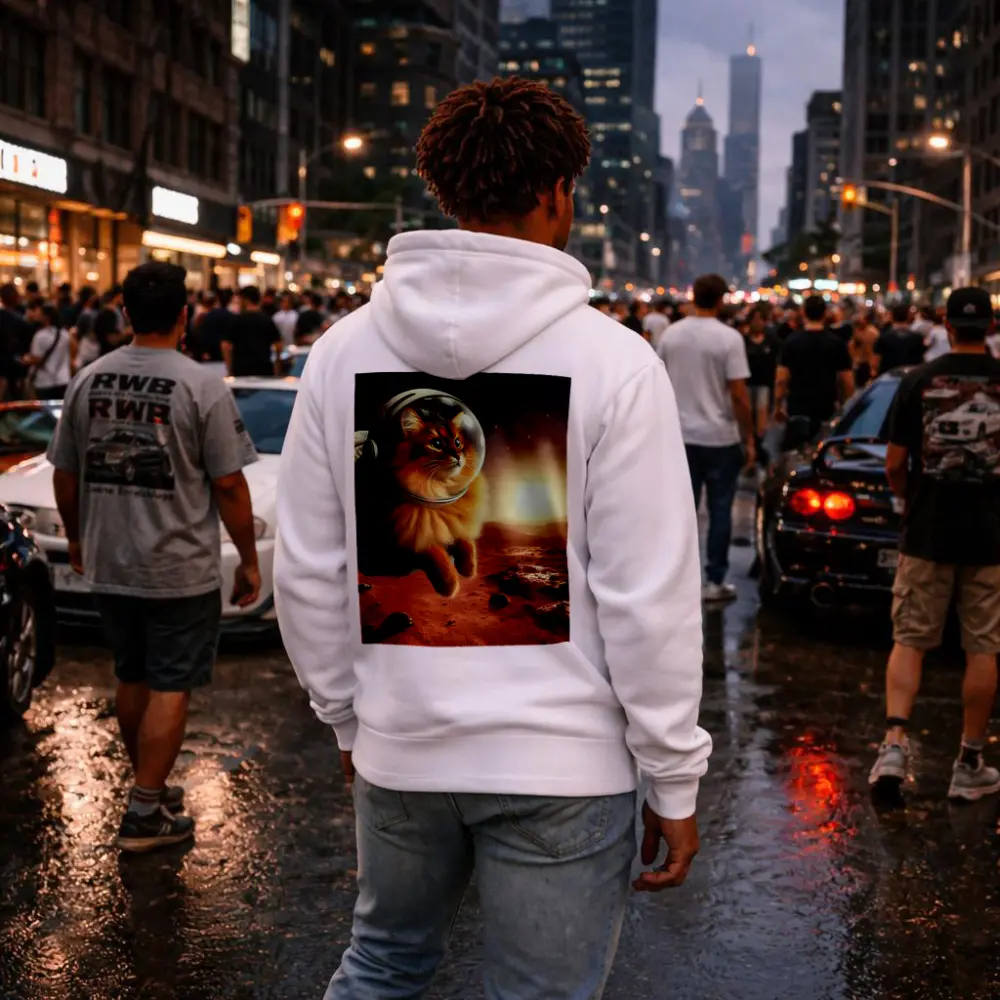 Somali Cat Astronaut Floating Over Mars – Hoodies