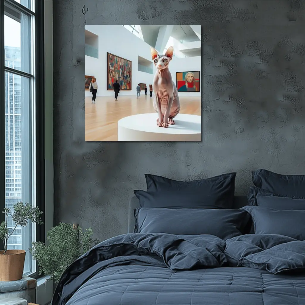 Sphynx Cat Sitting In Art Gallery – Wall Art