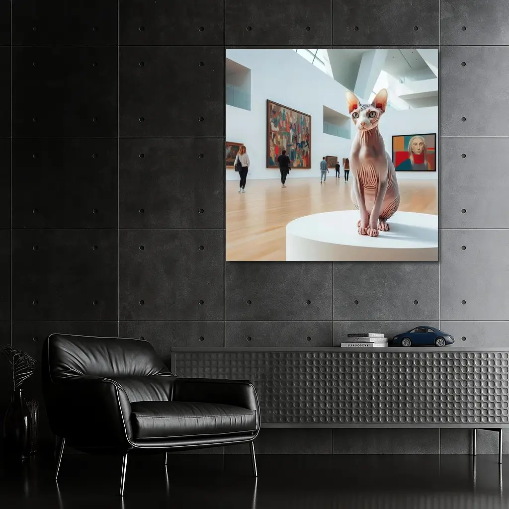 Sphynx Cat Sitting In Art Gallery – Wall Art