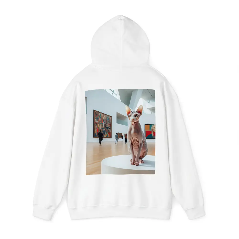 Sphynx Cat Sitting In Art Gallery – Hoodies