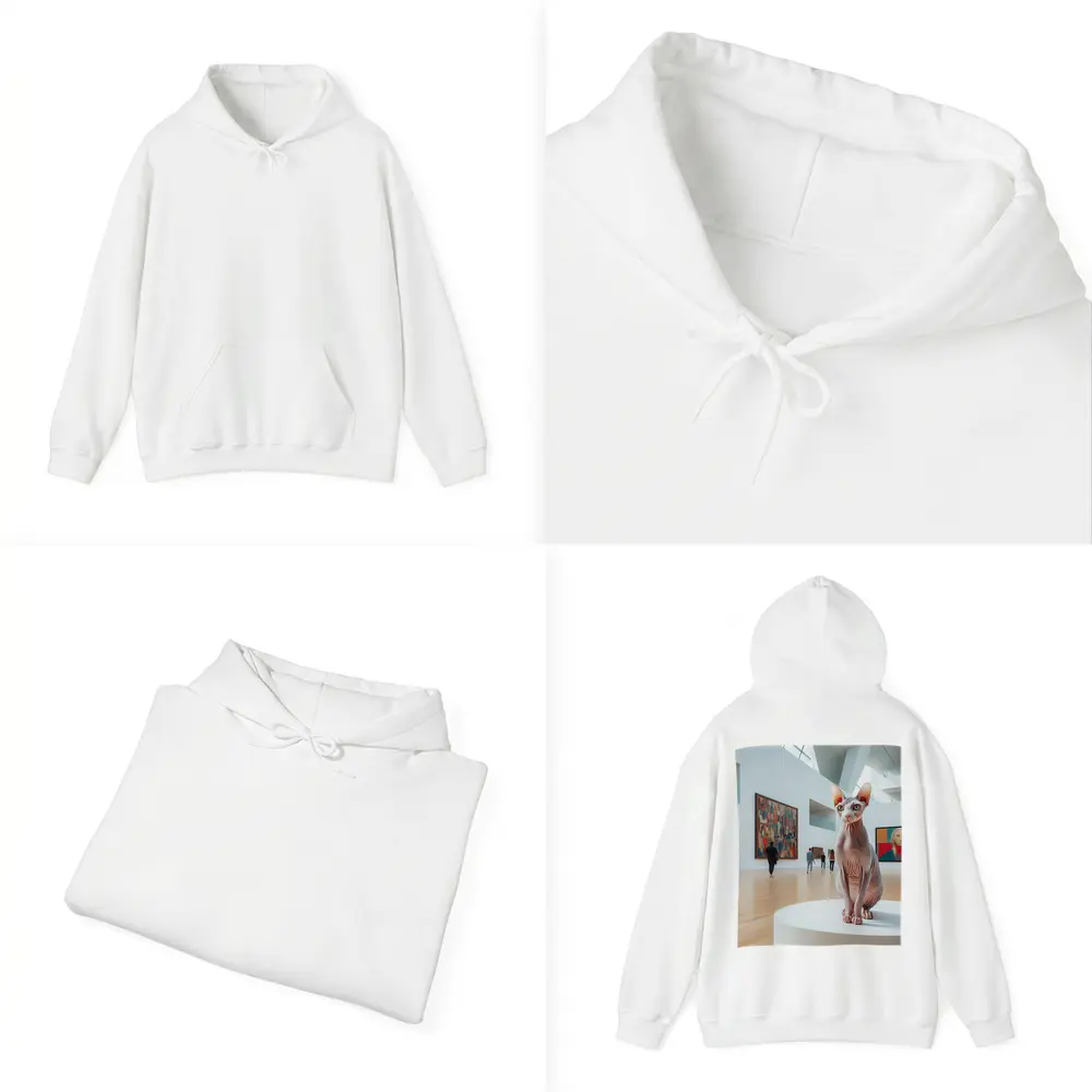 Sphynx Cat Sitting In Art Gallery – Hoodies