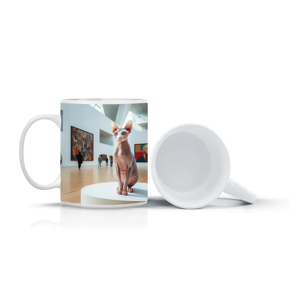 Sphynx Cat Sitting In Art Gallery – Mugs