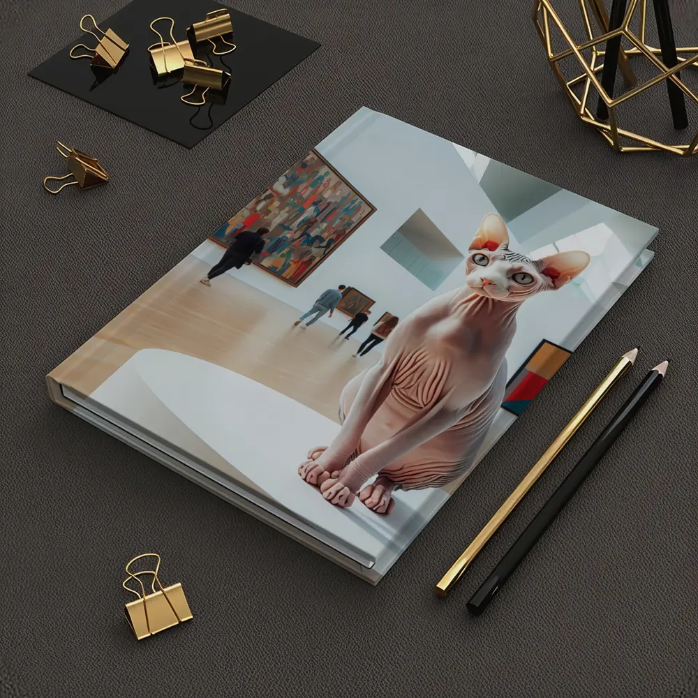 Sphynx Cat Sitting In Art Gallery – Notebooks