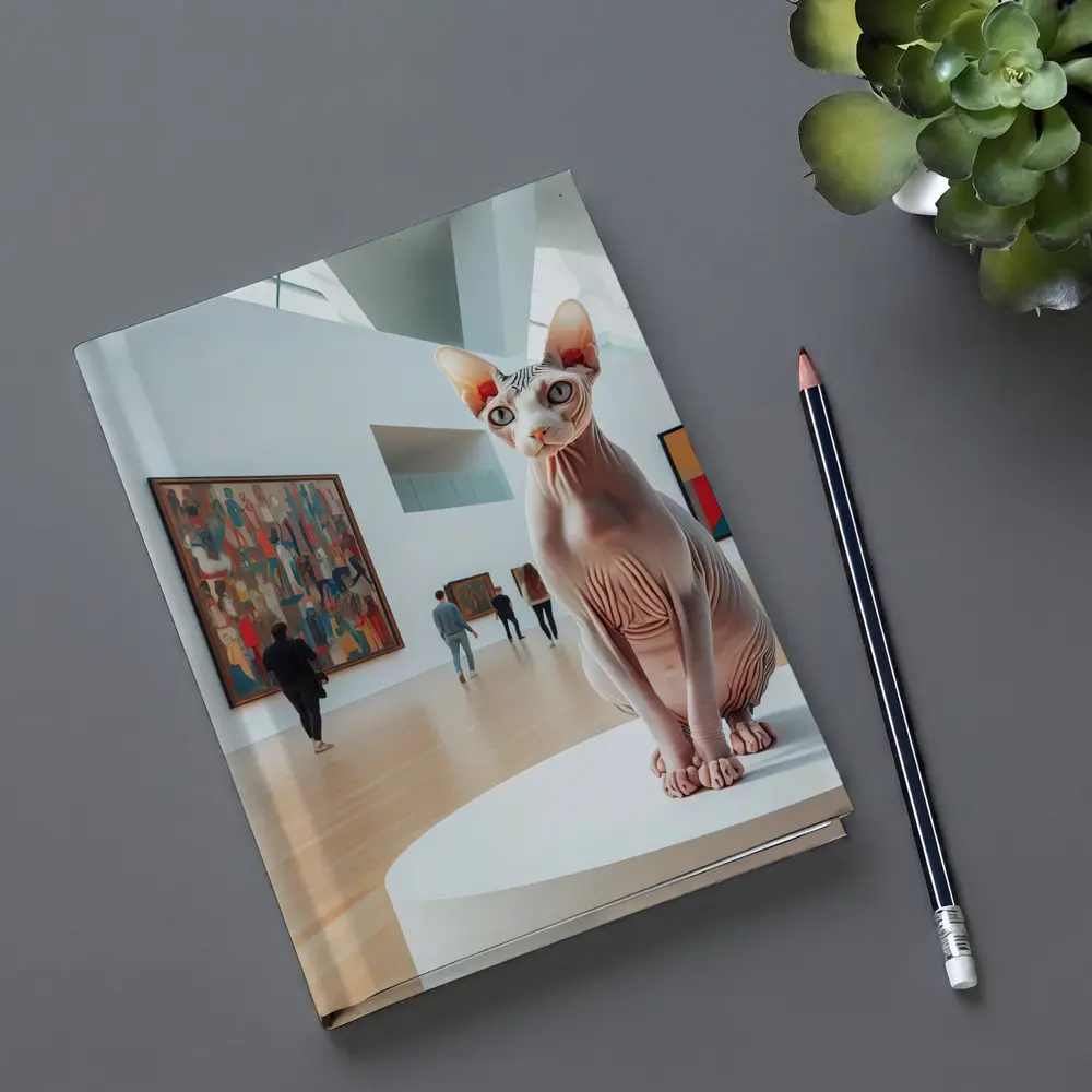Sphynx Cat Sitting In Art Gallery – Notebooks