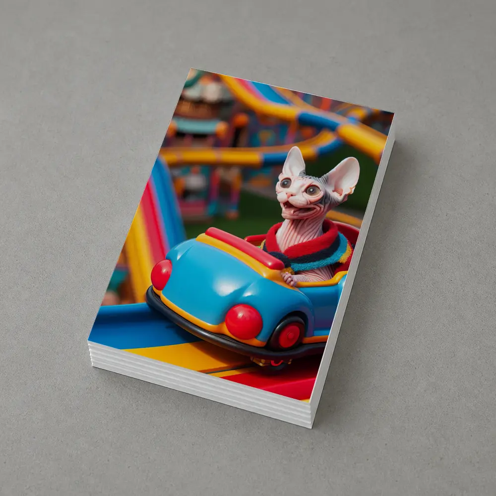 Sphynx Cat Riding Colorful Amusement Park Roller Coaster – Postcards