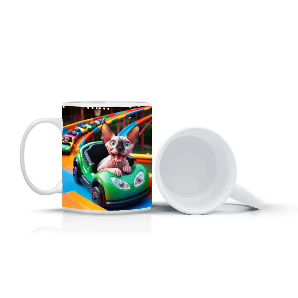 Sphynx Cat Riding Roller Coaster Amusement Park – Mugs