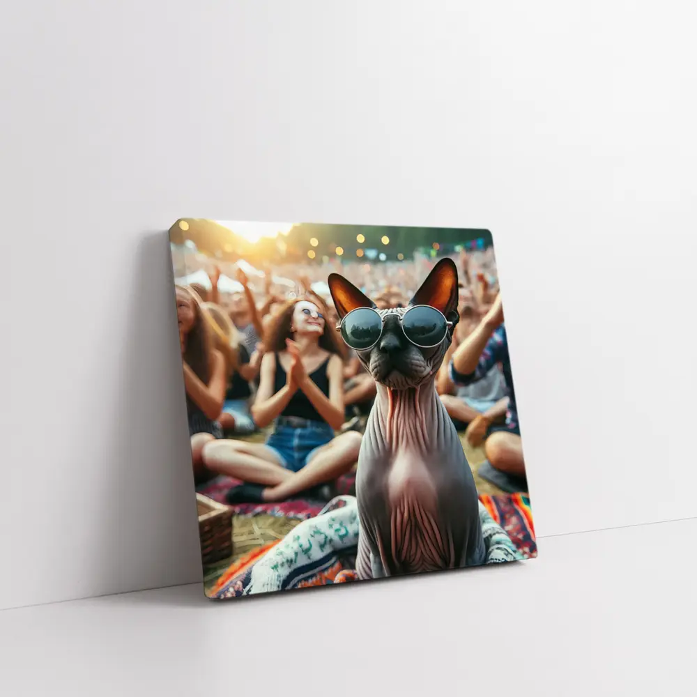 Sphynx Cat Sunglasses Music Festival Crowd – Wall Art