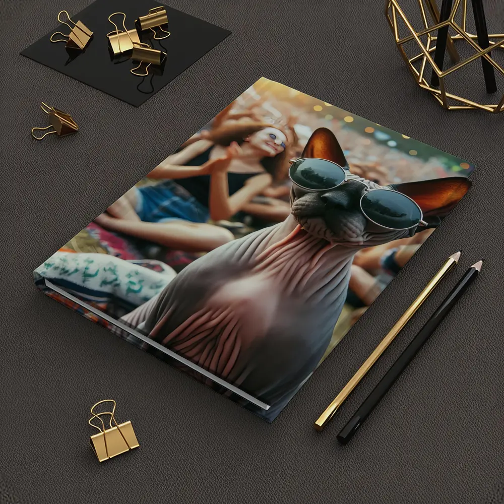Sphynx Cat Sunglasses Music Festival Crowd – Notebooks