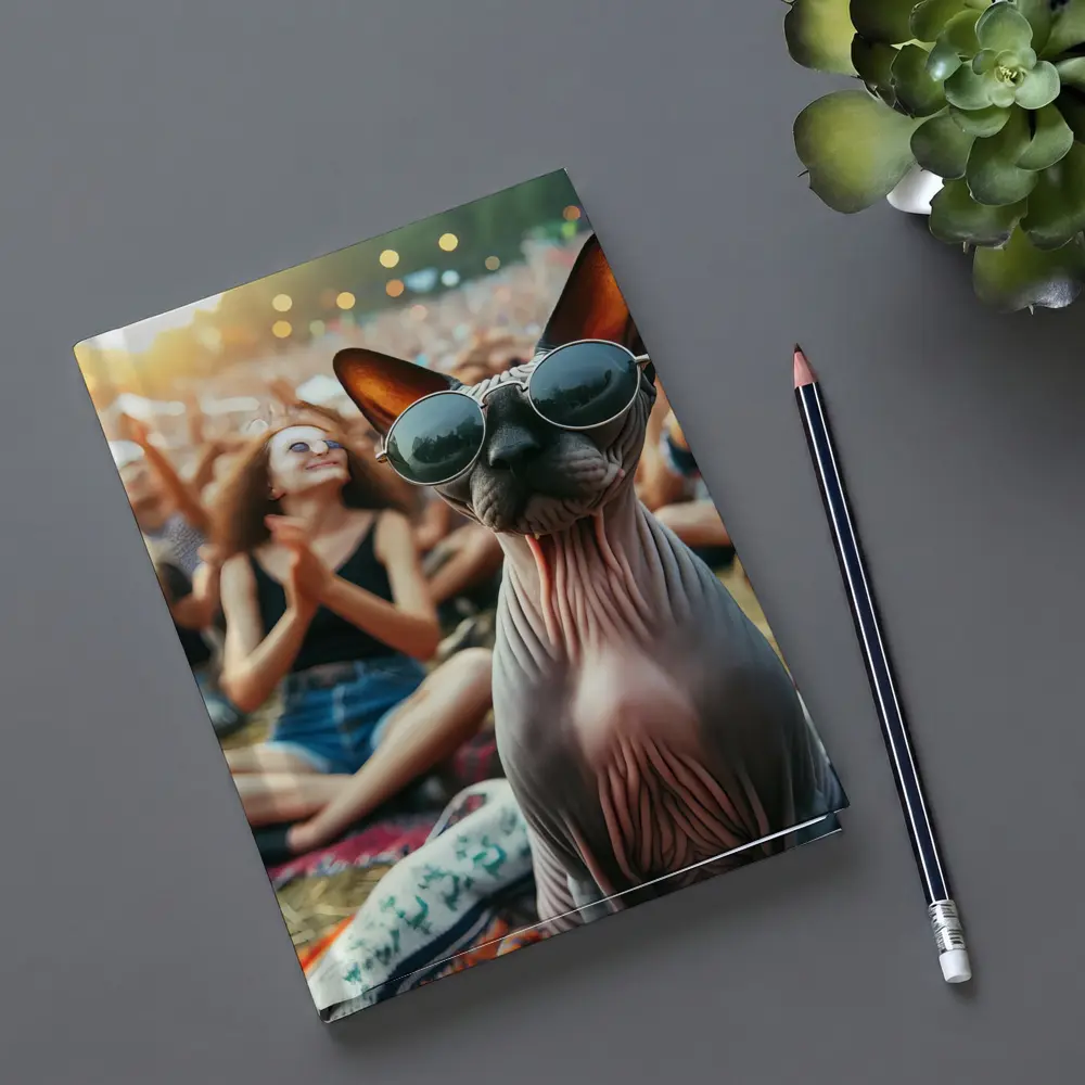 Sphynx Cat Sunglasses Music Festival Crowd – Notebooks