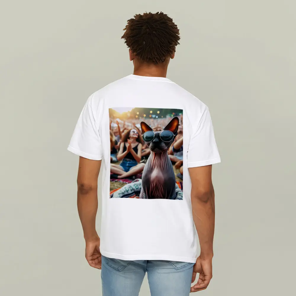 Sphynx Cat Sunglasses Music Festival Crowd – T-Shirts