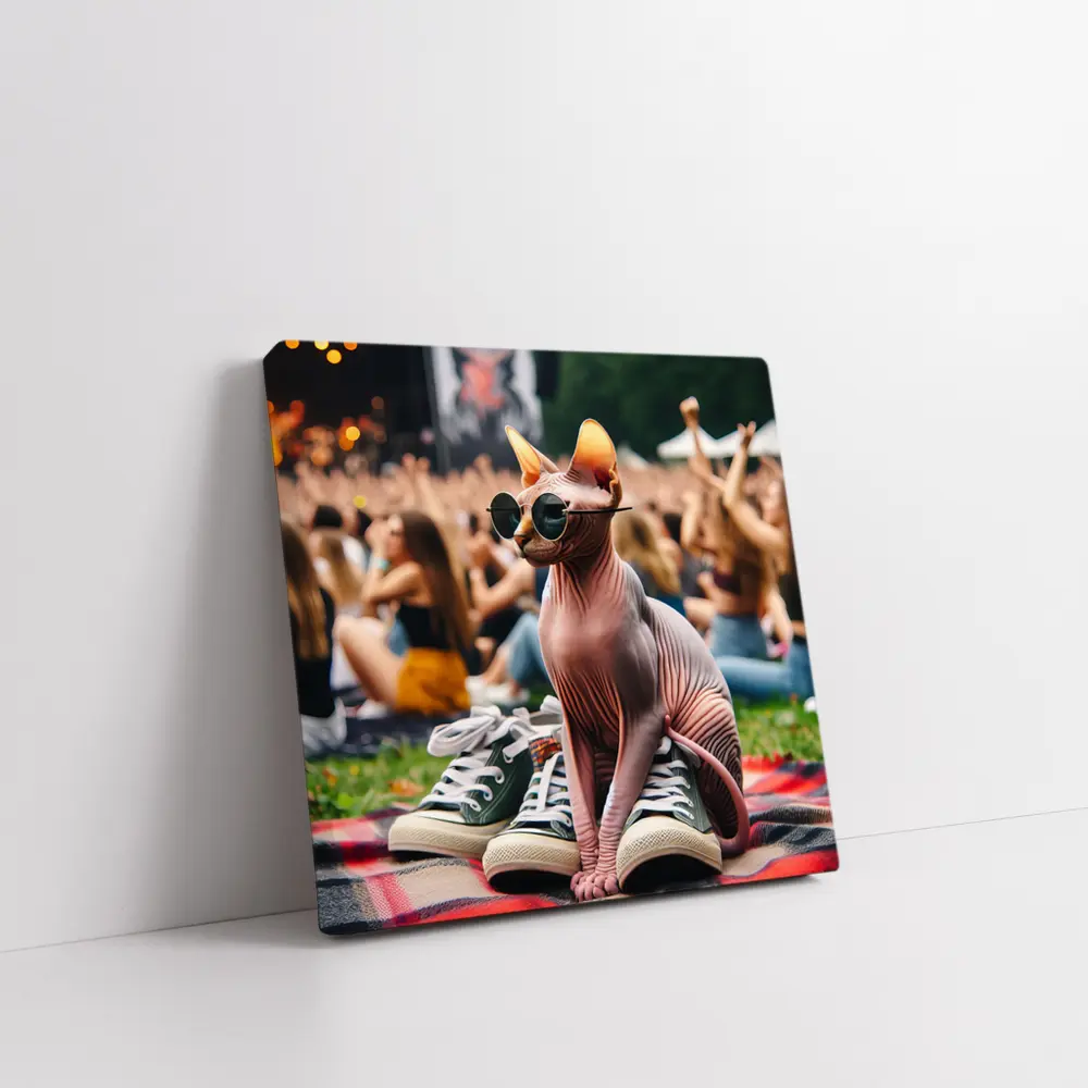 Sphynx Cat Sunglasses Concert Festival Crowd – Wall Art