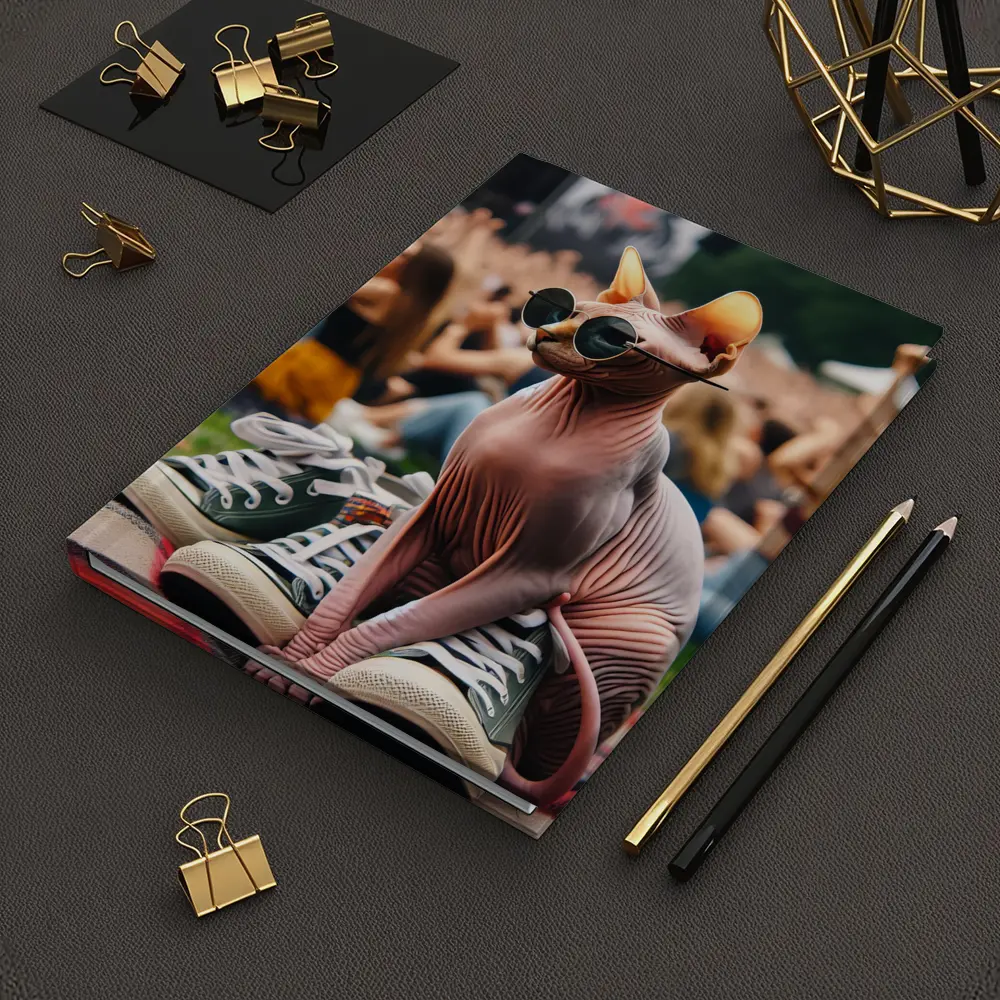 Sphynx Cat Sunglasses Concert Festival Crowd – Notebooks