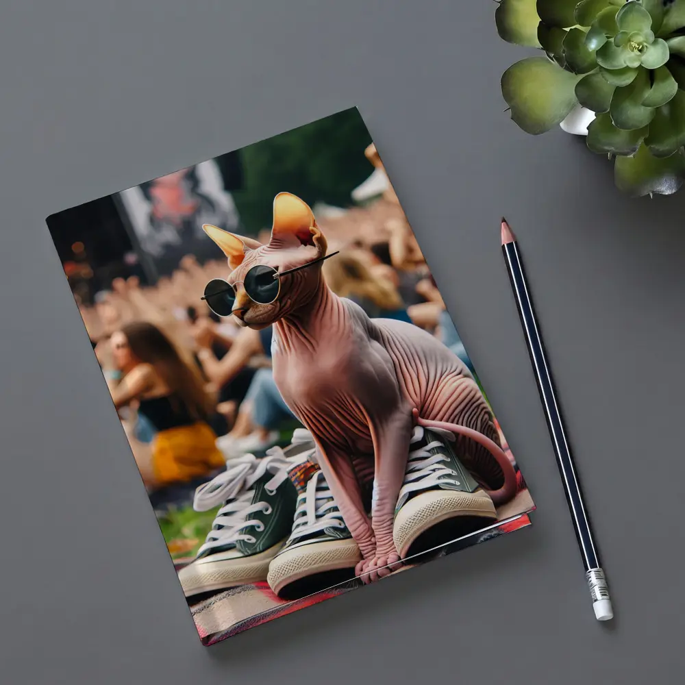 Sphynx Cat Sunglasses Concert Festival Crowd – Notebooks