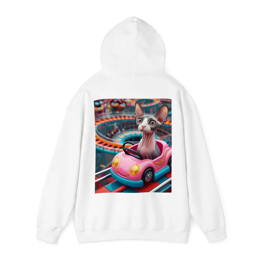 Sphynx Cat Riding Pink Car Amusement Park – Hoodies