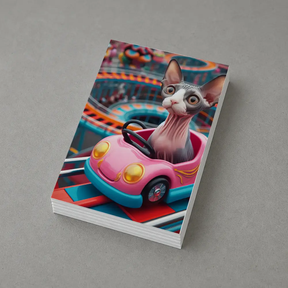 Sphynx Cat Riding Pink Car Amusement Park – Postcards