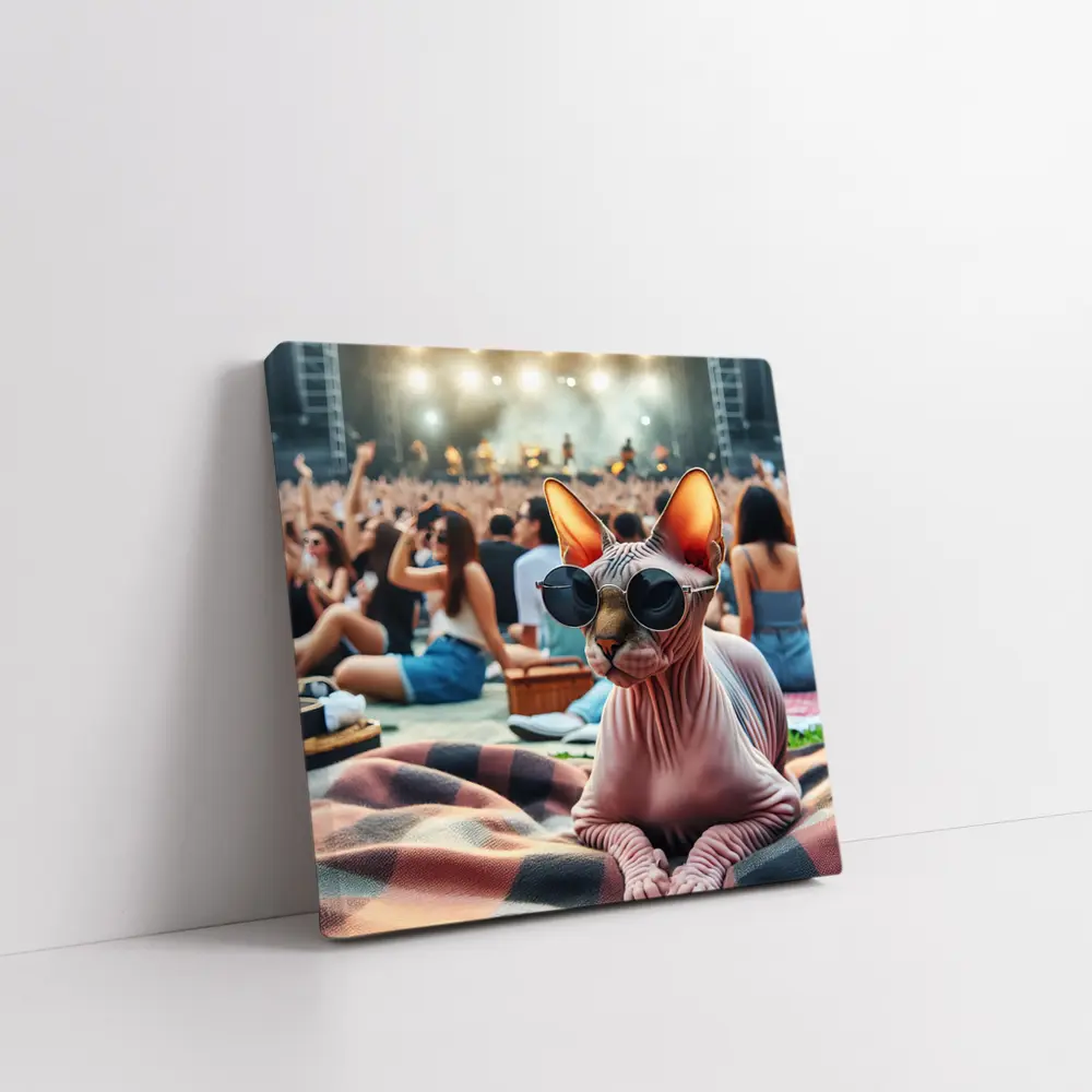 Sphynx Cat Sunglasses Music Festival Crowd – Wall Art