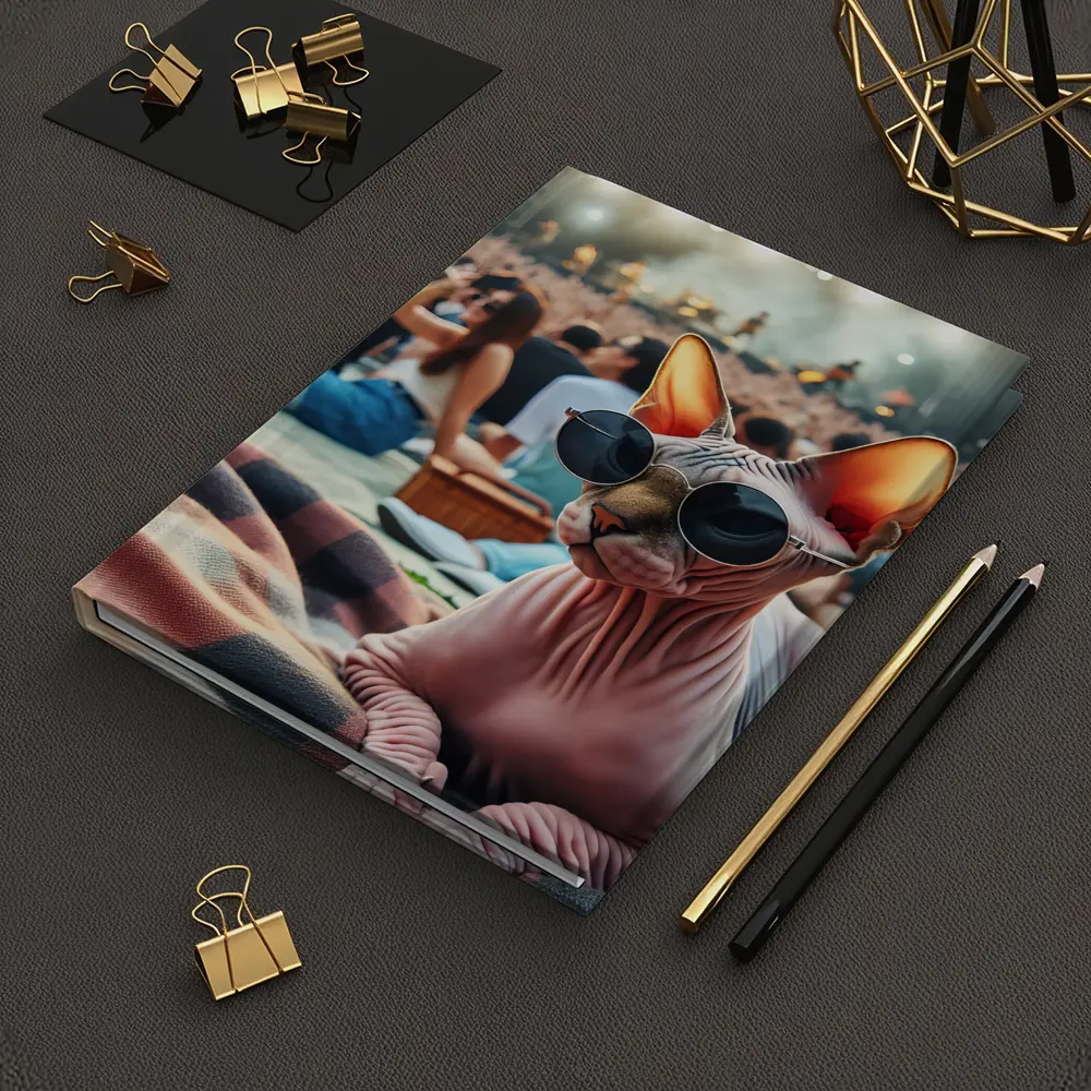 Sphynx Cat Sunglasses Music Festival Crowd – Notebooks
