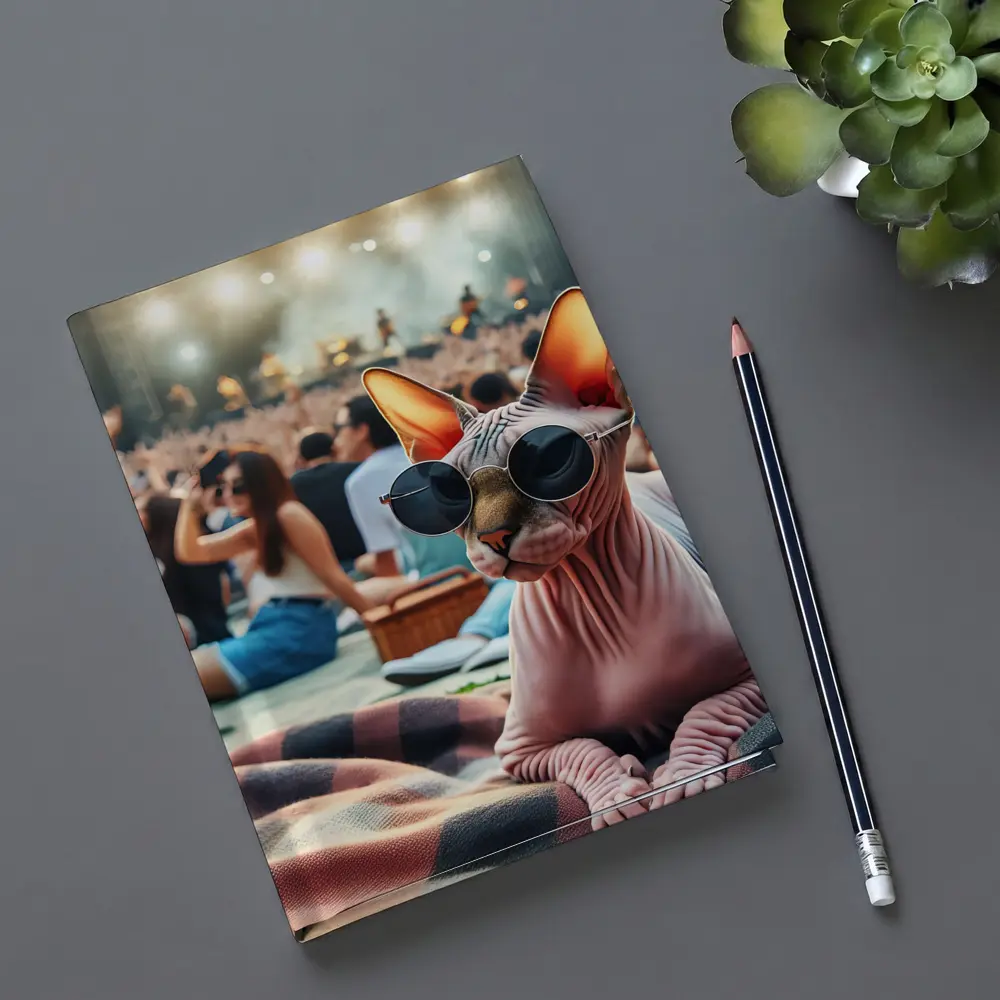 Sphynx Cat Sunglasses Music Festival Crowd – Notebooks
