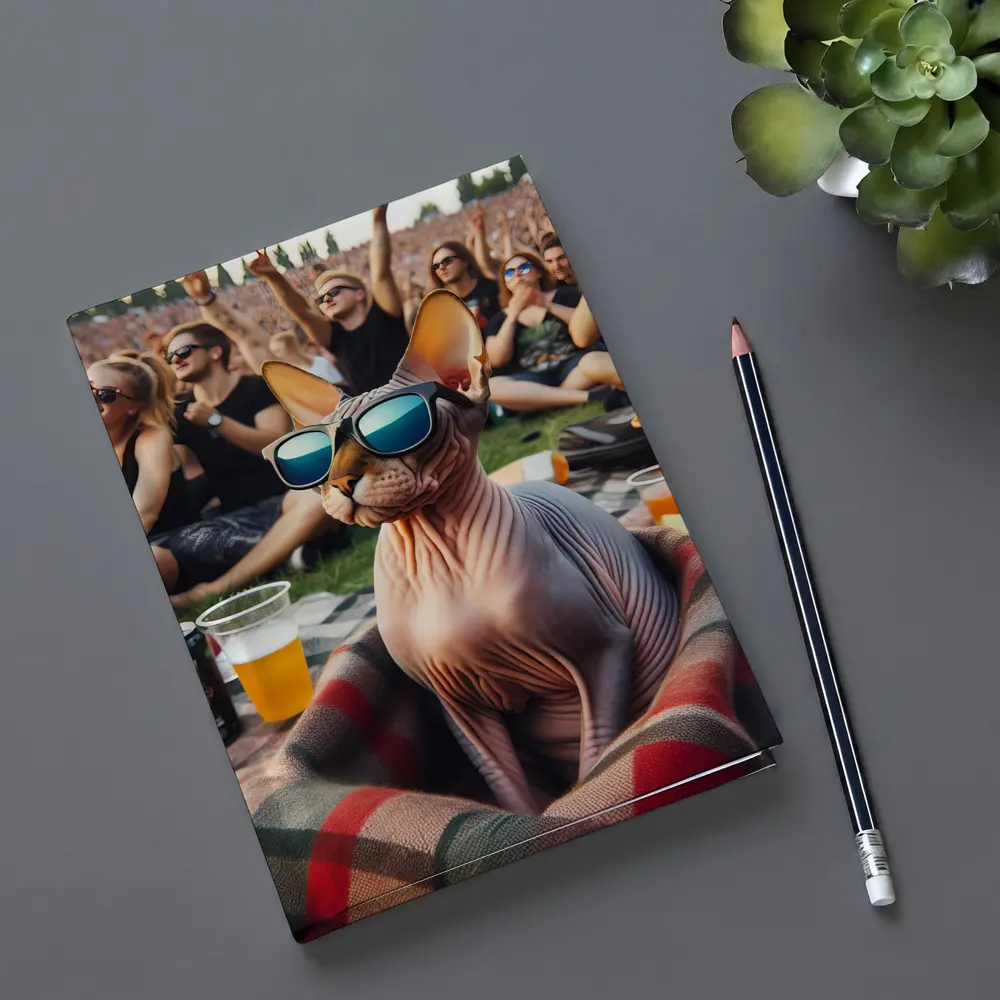 Sphynx Cat Sunglasses Music Festival Crowd – Notebooks