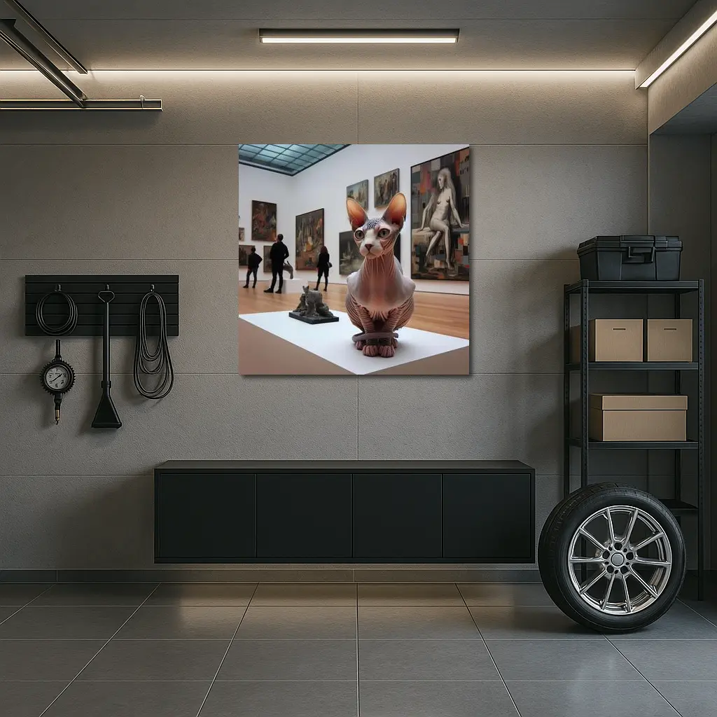 Sphynx Cat Sculpture Inside Art Gallery – Wall Art