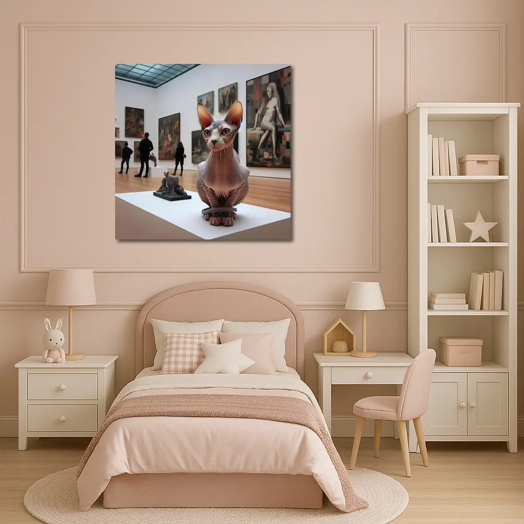 Sphynx Cat Sculpture Inside Art Gallery – Wall Art